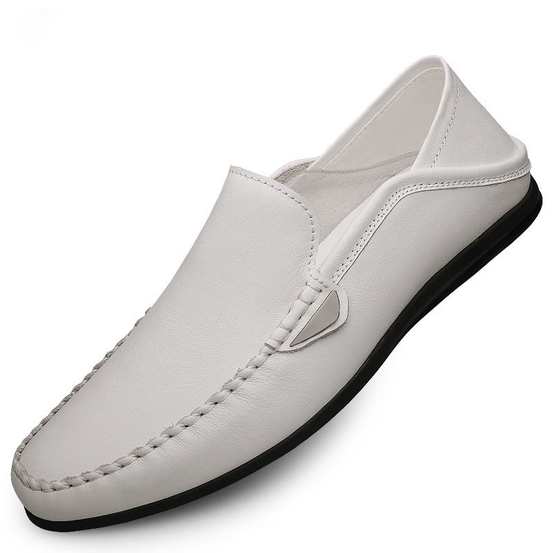Men s Round Toe Cowhide Leather Slip-On Shoes - Casual & Formal Style 41