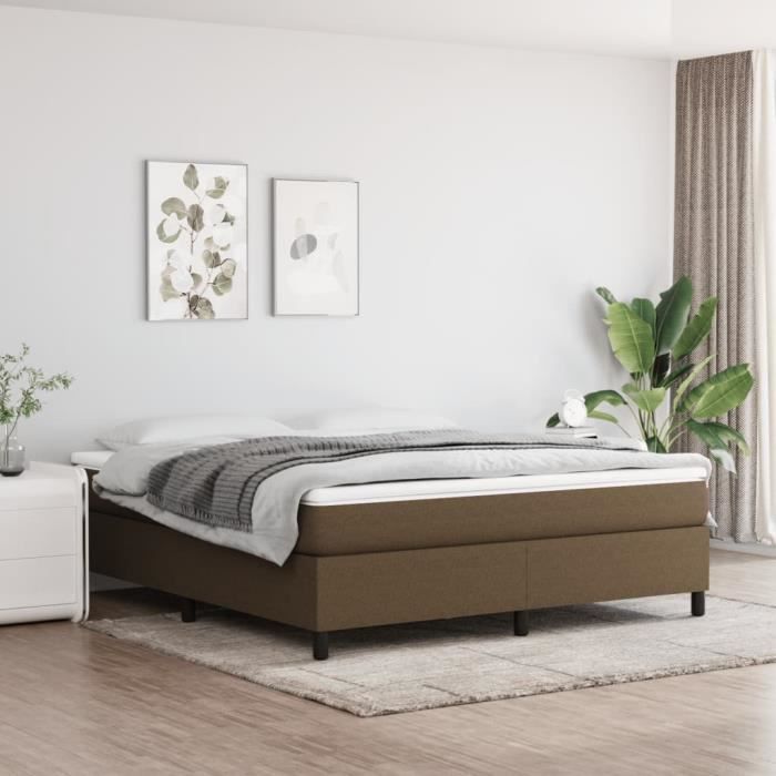 3144434 vidaXL Lit à sommier tapissier avec matelas Marron foncé 160x200 cm