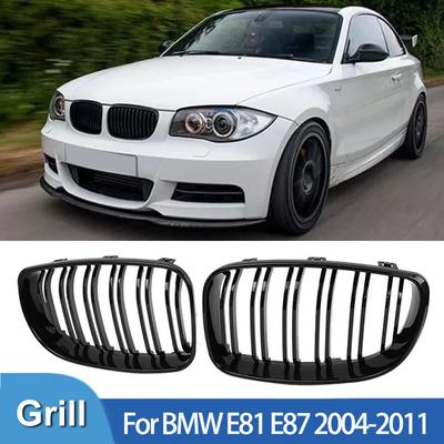 Pour BMW Série 1 E81 E87 2004-2011 Couvercles de calandres Noir brillant Pare-chocs avant de voiture Calandre M Style Facelift 128I 130I 135I