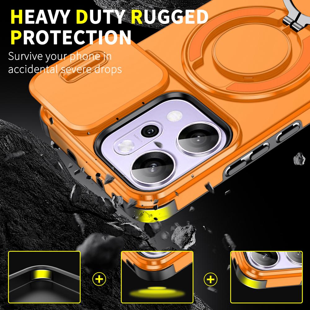 KEYSION 360° Ring Stand Phone Case for OPPO Reno14 Pro 5G Slide Camera Protection Magnetic Shockproof Cover for OPPO Reno14 F 5G