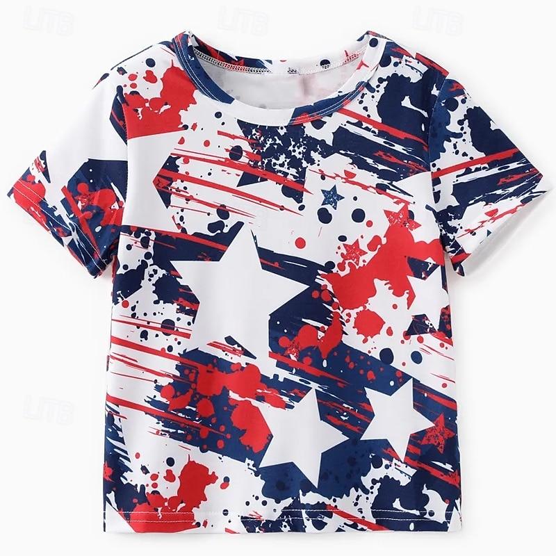 

Boys 3D Graphic Stars T shirt Tee Short Sleeve Summer Spring Fashion Basic Kids 4-12 Years Crew Neck Outdoor Casual Daily Regular Fit 110cm