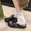 British Style Design Retro Baotou Half Slippers Niche Muller Shoes Cotton Shoes Fluff