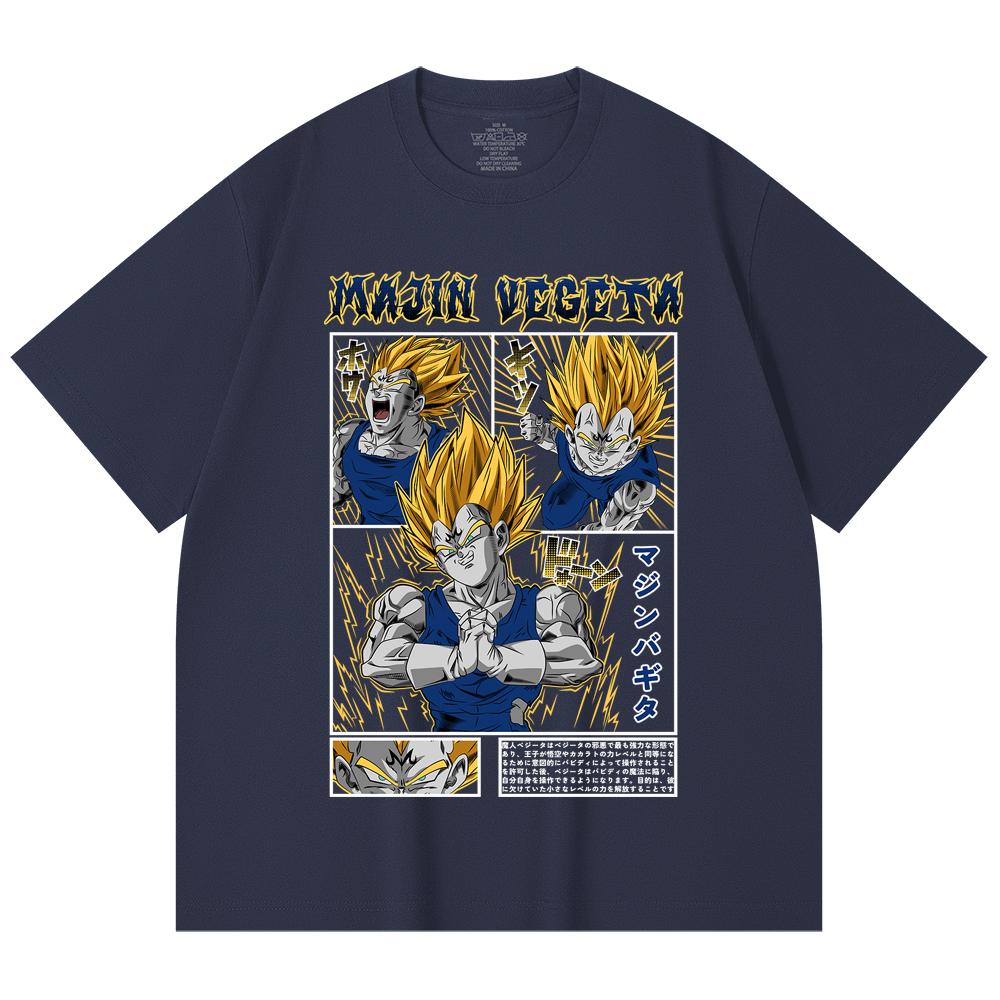 T-shirt Unisex Pesante 100% Cotone 230 Gsm con Stampa Dragon Ball V45 Majin Vegeta