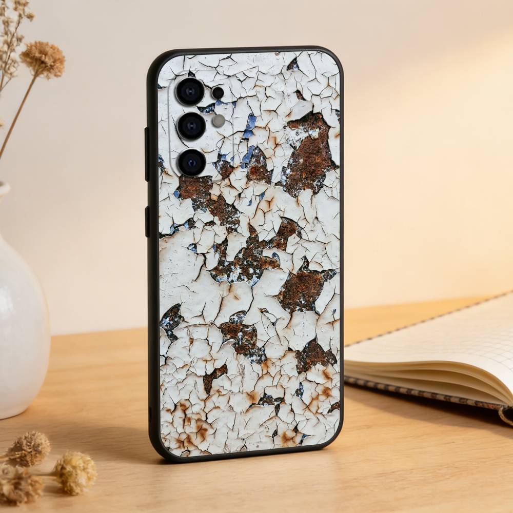 Retro Rust Design Phone Case Black Silicone Soft For Samsung S25,S24,S21,S22,S23,S30,Ultra,S20,Plus,Fe,Lite