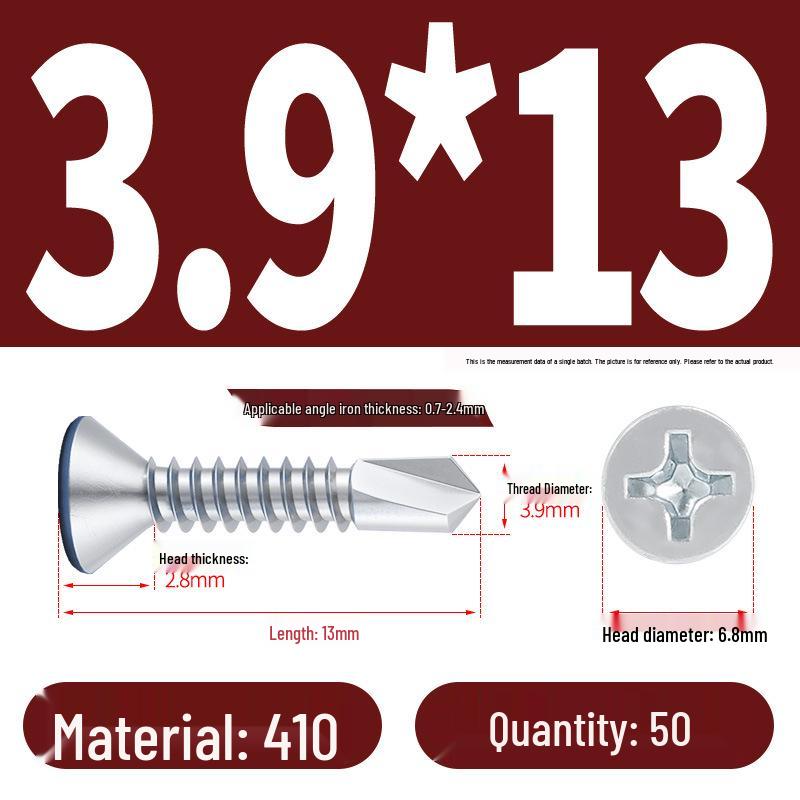 Phillips Flat Head Blue Zinc Plated Stainless Steel Self-Drilling & Self-Tapping Screws M3.9-M5.5