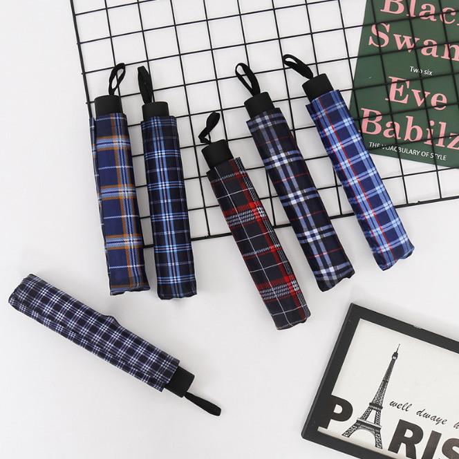 Umbrella Oversized Three-person Plaid Umbrella Ten-bone Double Male and Female Reinforced Bold Plaid Folding Umbrella Custom LOGO Umbrella