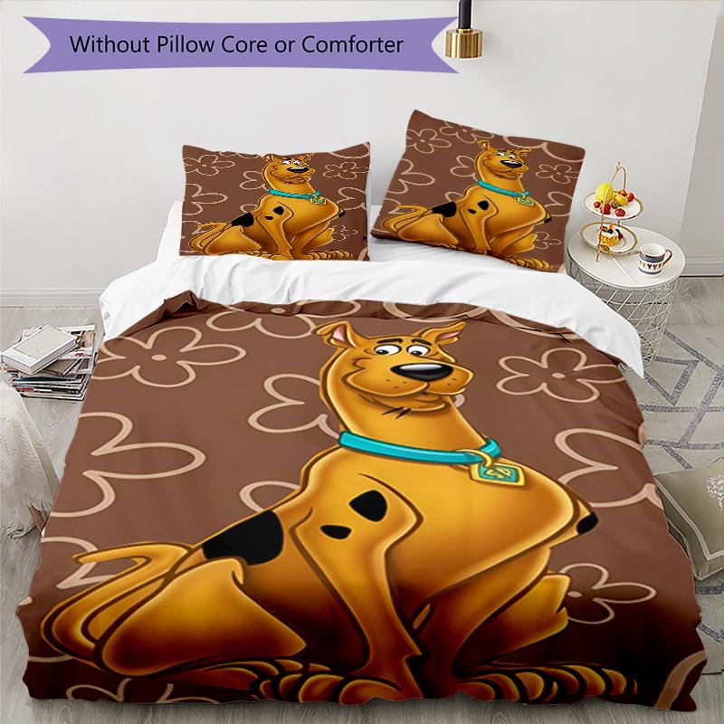3pcs Scooby Doo pattern bedding set duvet cover set includes duvet cover &pillowcases, perfect all season bedroom decoration & gift