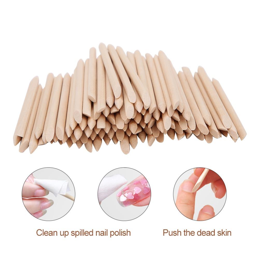 200pcs Double Heads Wooden Cuticle Pusher Wooden Stick Cuticle Remover Stick Manicure