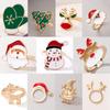 New European and American Holiday Products Christmas Oil Dripping Ring Elk Santa Alloy Ring
