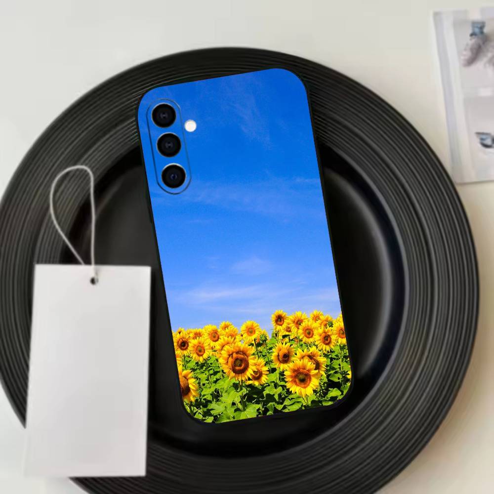 Beautiful Sunflower Phone Case Black Silicone Soft For Samsung Galaxy A73,A72,A71,A70,A53,A52,A51