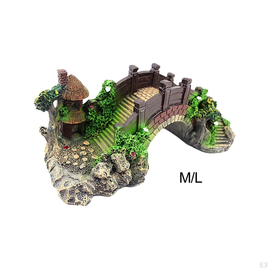 Aquarium Tank Decoration Bridge Ornament Pavilion Creative Crafts Tree Figurine Landscaping
