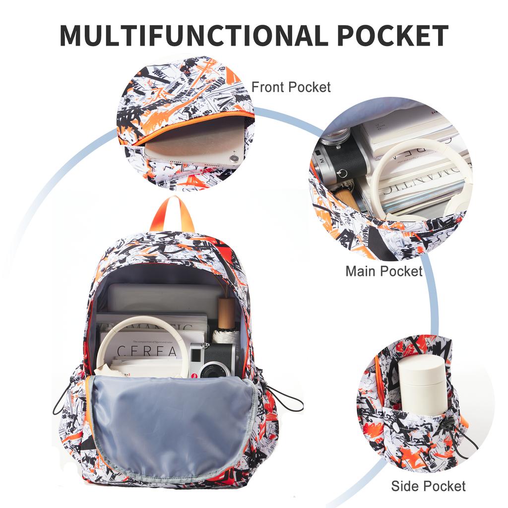 Mochila Escolar para Portátil Negra Impermeable Mochila para Libros, Mochilas Casuales Ligeras de Viaje Trabajo para Hombre Mujer Universidad Adolescentes