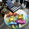 Frog Toad Mushroom Round Area Rug,Carpet Rug for Living Room Bedroom Sofa Playroom Decor,Non-slip Floor Mat