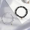 Natural Faceted Obsidian and White Crystal Bracelet for Women, Korean Style, Simple and Unique, Suitable for Best Friends, a Pair of Birthday Gifts