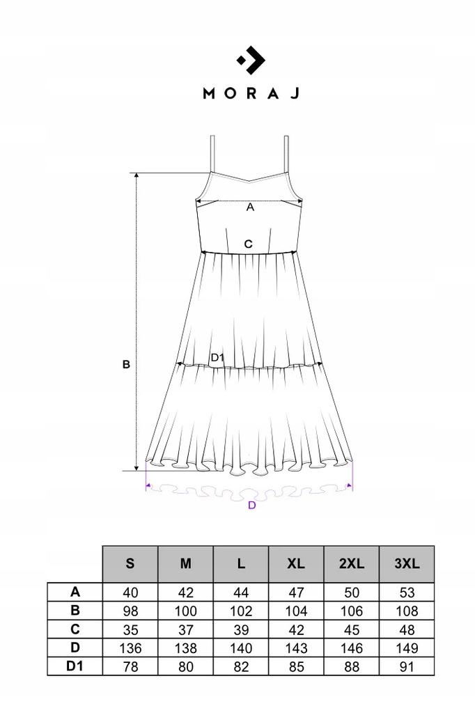 Women's Midi Dress with Straps and Ruffles Stylish Classic MORAJ XXL PATT 2