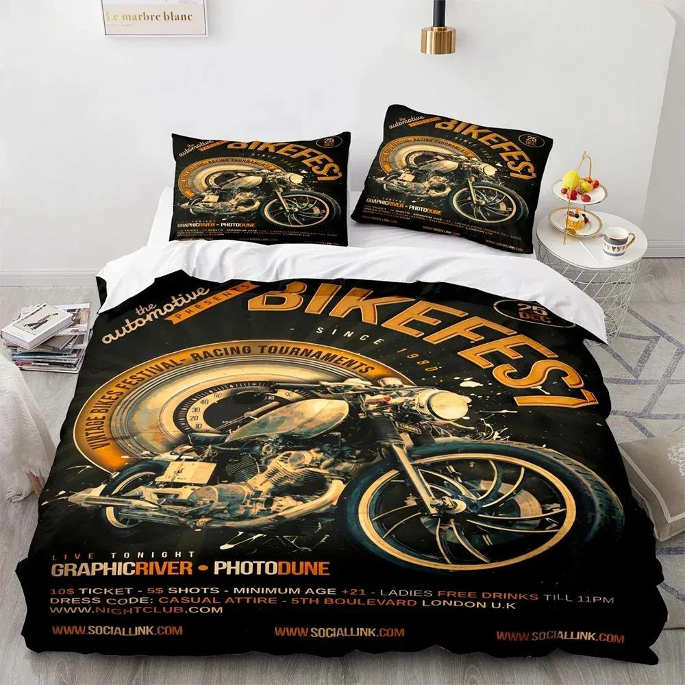 Neues klassisches Motorrad Bettwäsche Set Einzelbett Twin Full Queen King Size Ritter Bettset Erwachsener Kind Schlafzimmer Bettdeckenbezug Sets 3D Druck