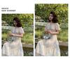 Elegant French Floral Print Summer Dress - V-neck Puff Sleeve High Waist, Sweet or Cool Style