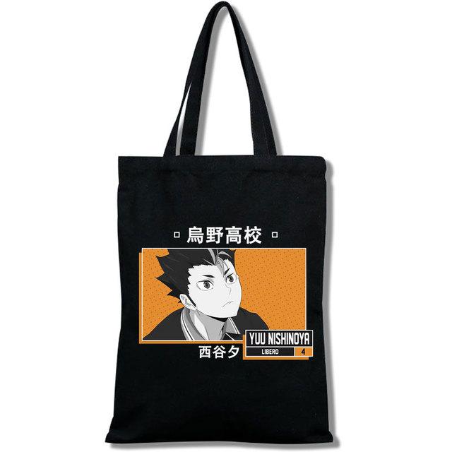 Tee Haikyu Manga Nishinoya Yuu Oikawa Tooru Cartoon Druck Grafik Einkaufstaschen Mädchen Mode Casual Paket Einkaufstasche
