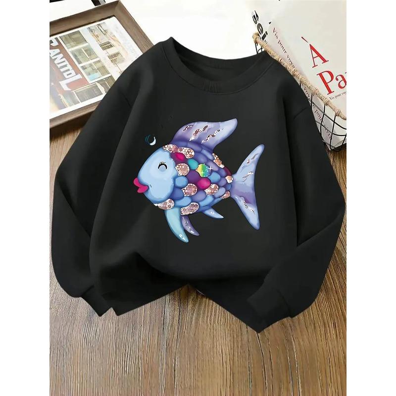 Unisex Clothes, Round-neck Pullover Shirt, Girl's Long-sleeved T-shirt, Crewneck Sweatshirt, Cute Print Sweatshirt, Soft Casual Sweatshirt, Easy