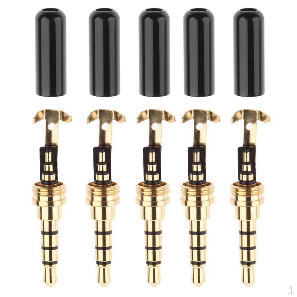 

5 шт. Штекер 1/8 3,5 мм Аудиоразъем Позолоченный Металлический Адаптер для Наушников для DIY Стереогарнитуры