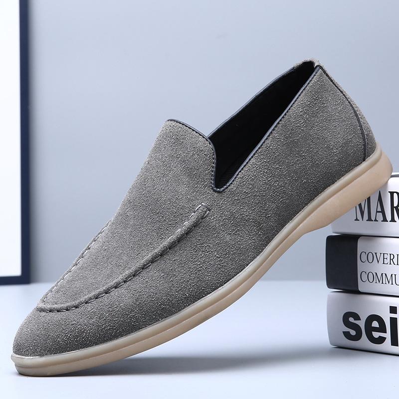 Retro British Fur Turning One Pedal Men's Business Breathable Foot Cover Casual Soft-soled Lazy Shoes