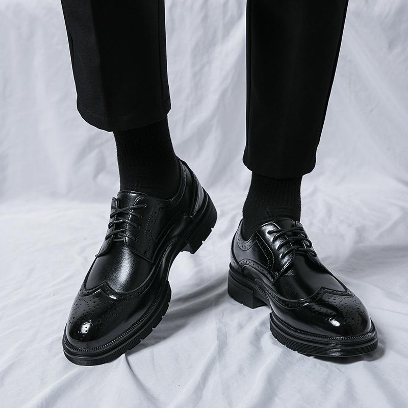 2025 Large Size Leather Shoes Men's Size 38-46 Spring and Autumn Men's Brock Carved Business Dress Loafer Leather Shoes Men's