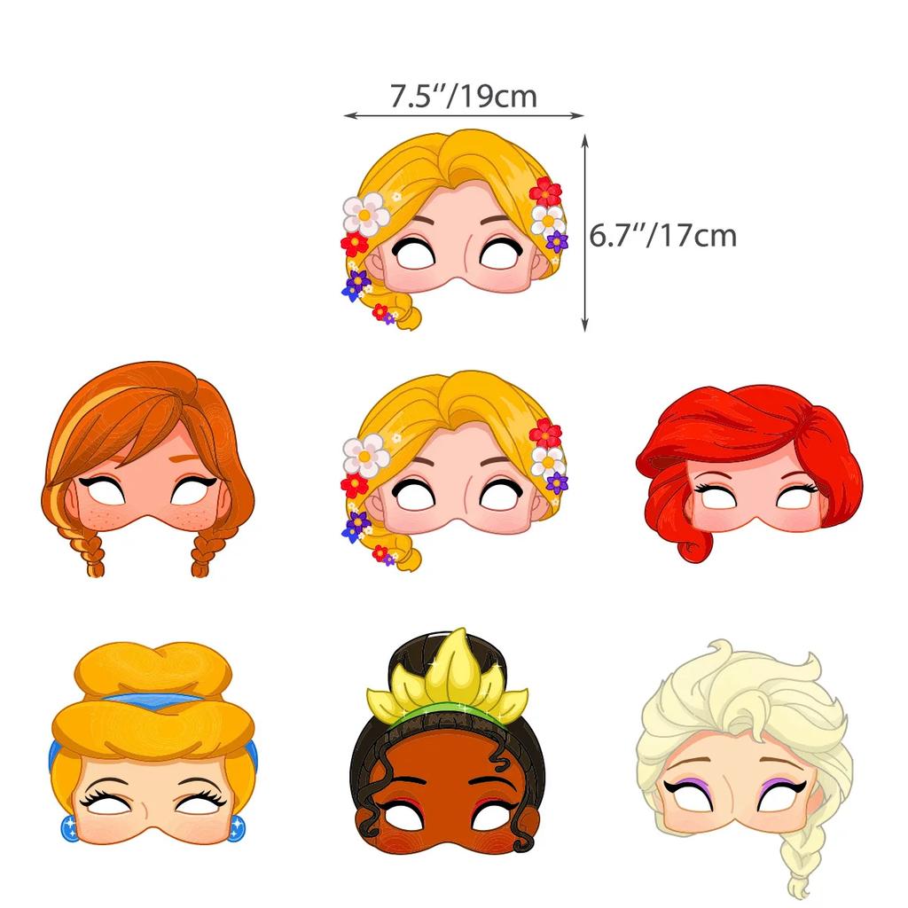 12Pcs Disney Princess Mask Party Decoration Set Birthday Gift Party Halloween Cool Accessories Favorite Ornament for Girls