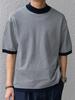 SHIPS any Men's Cool-to-the-Touch High-Gauge Linen Mix Summer Knit Mock Neck T-Shirt, Navy, Size L (716010004)
