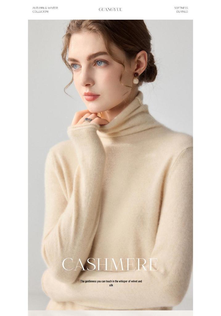 Women's Cashmere High-Neck Loose Pullover Knit Sweater