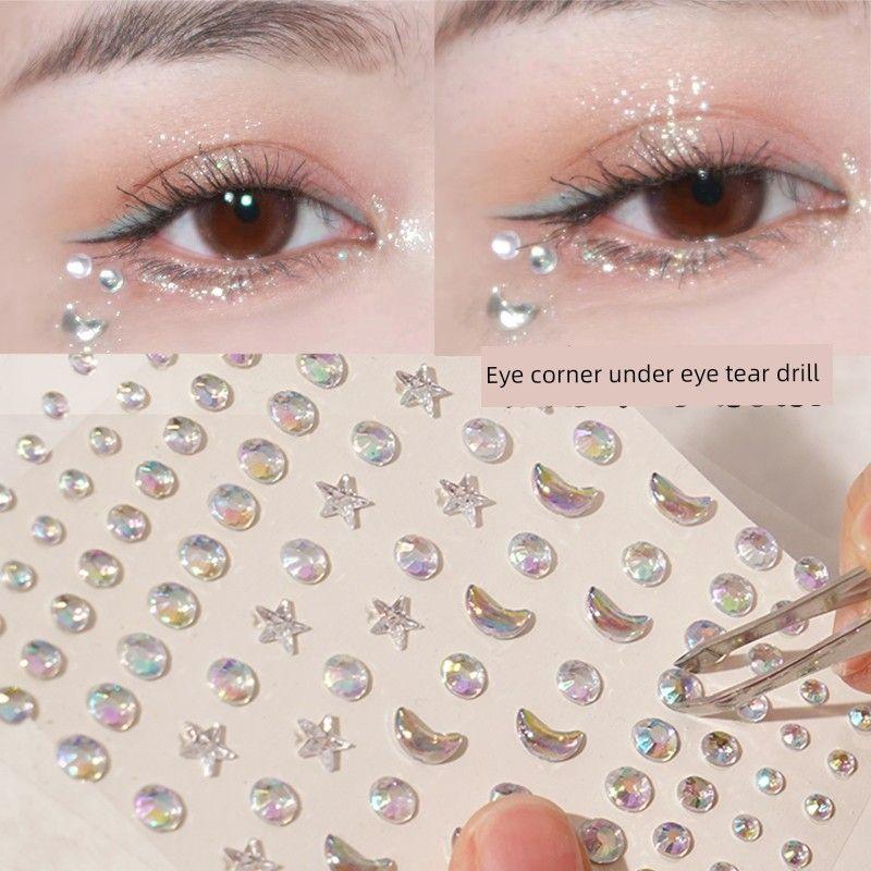 Music Festival Makeup Face Pasters Butterfly Ornament Star Moon Stick-on Crystals Concert Face Sticker Ornament Ornament Rhinestone Bright Diamond