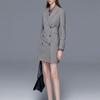 Nanyou Elegant Women's Wool-Silk Mid-Length Double-Breasted Suit Dress - Autumn Collection