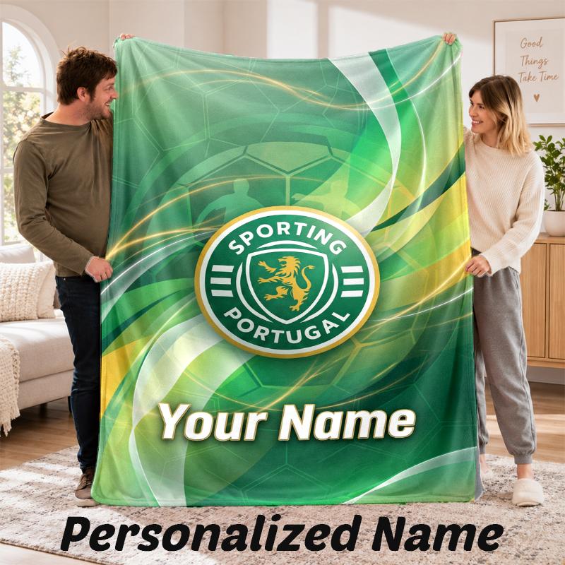 Sporting CP Personalized Flannel Blanket Custom Name Text Soft Throw Blanket Home Decor