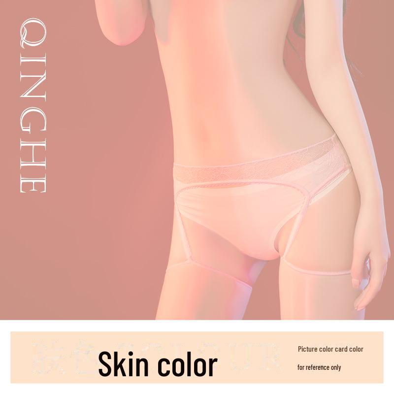 6D Glossy Stockings Bodysuit with Lace Waist, Halter Neck, Fun Transparent Design, and Horse Oil Socks