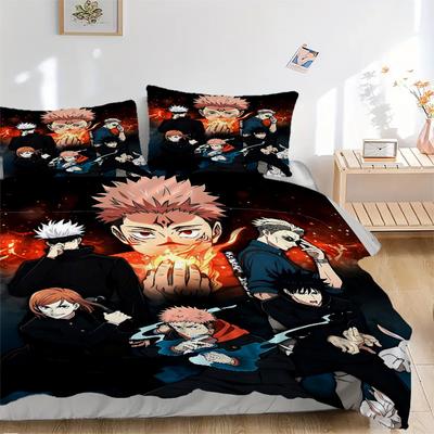 J-Jujutsu K-Kaisens Spirit Battle Print 3Pcs Bedding Setduvet Cover With 2 Bedropillowcase Home Birthday Gift