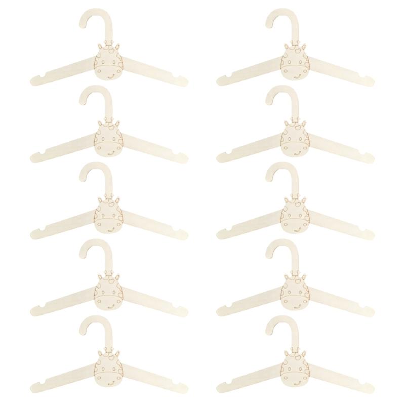 10pcs Practical Sturdy Wood Hangers for Children's Clothes Portable Accessory for Baby Dresses Pants and Outerwear