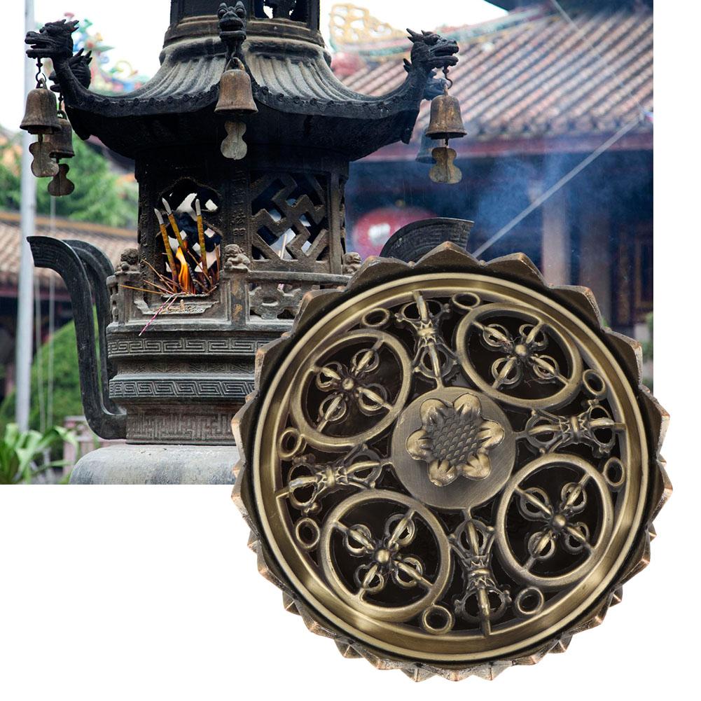 Alloy Craving   Incense Burning Flower Base Buddhist Supplies Home Decoration(Bronze)