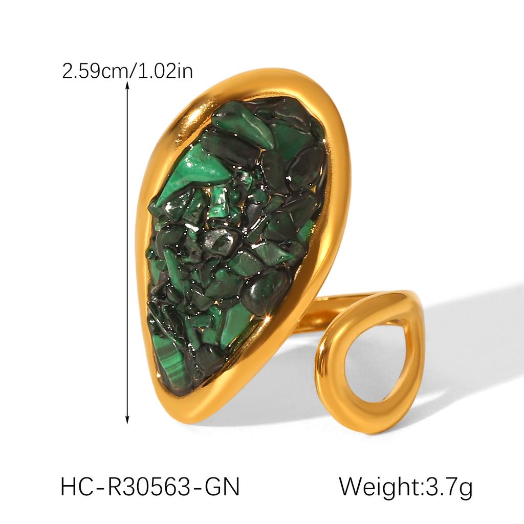 Three Kinds Of Stainless Steel Rings Geometric Shape Gold Plated Broken Pattern Lapis Lazuli Ring Finger Decoration Accessories