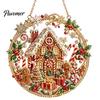 Religiöse Feiertagsdekorationen Weihnachten Perlmuttmalerei Sonnenfänger-Set, 3D Krippe/Weihnachtsmann/Vogel/Baum Festliche Heimdeko Akzente Perlen