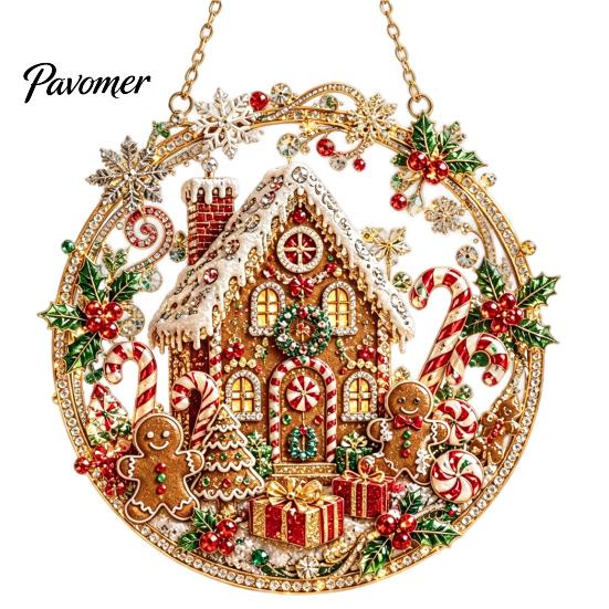 Religiöse Feiertagsdekorationen Weihnachten Perlmuttmalerei Sonnenfänger-Set, 3D Krippe/Weihnachtsmann/Vogel/Baum Festliche Heimdeko Akzente Perlen