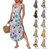 Damen Sommer Langes Kleid, Ärmellos Mit Seitenschlitzen, Langes Camisole-Kleid Mit Blumendruck