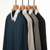 2026 New Men's Fake Two Piece Polo Shirt Casual Fashion Long Sleeve Collar T-shirt Versatile Top