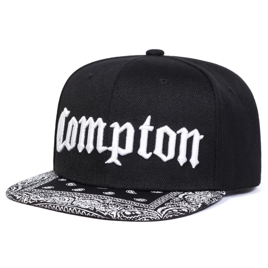 Unisex Czapki Hip-hopowe z Haftem Litery COMPTON Wiosna Jesień Regulowane Codzienne Snapback Czapki Baseballowe Outdoorowa Czapka Chroniąca Przed Słońcem