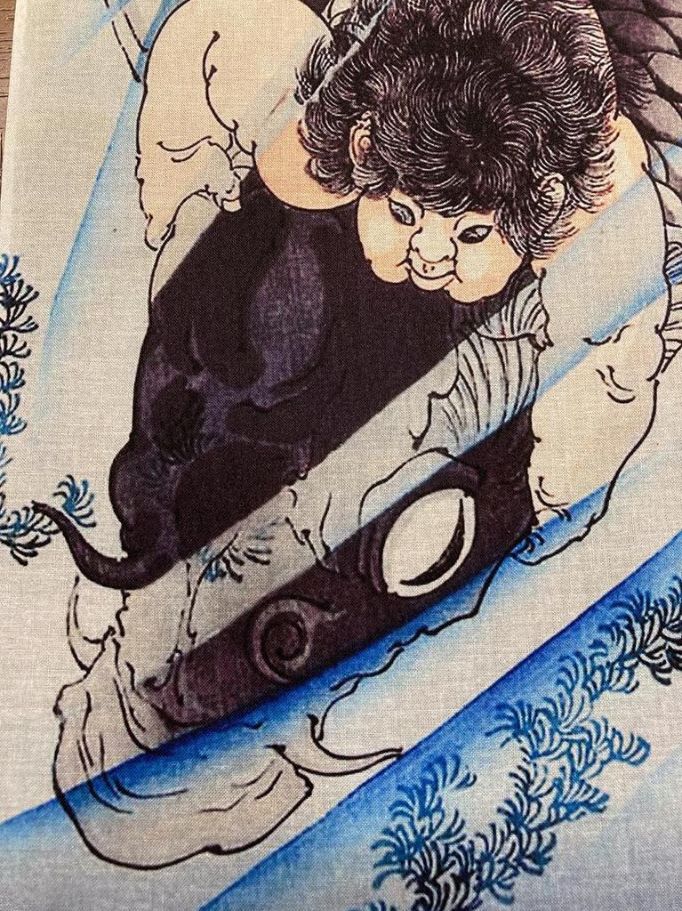 Handtuch von Yoshitoshi Kintaro Karpfenfangen Ukiyo-e Tsukioka,