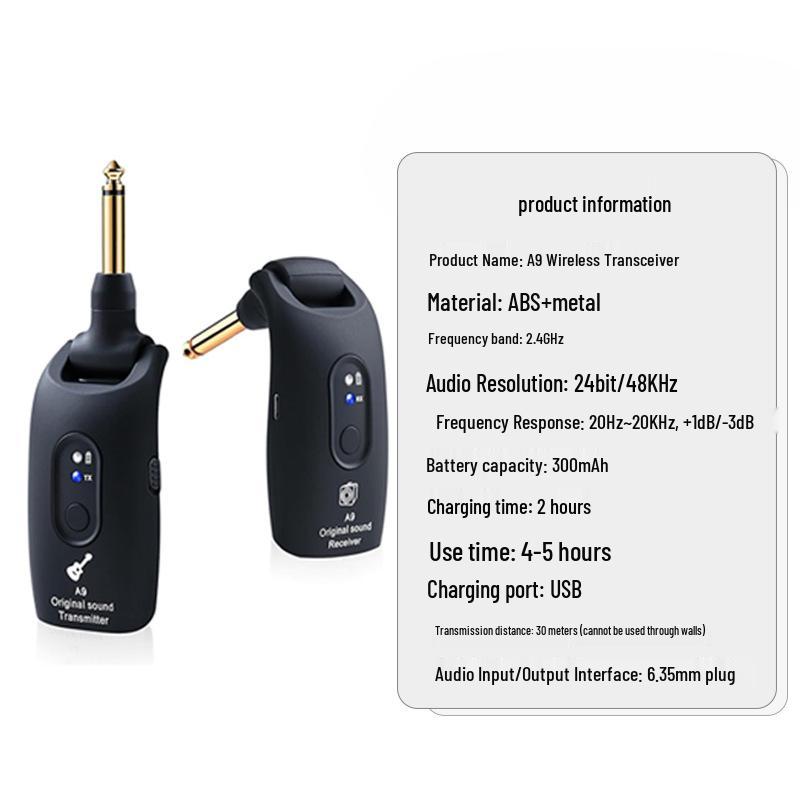 A9 2.4G Wireless Guitar and Instrument Transceiver System