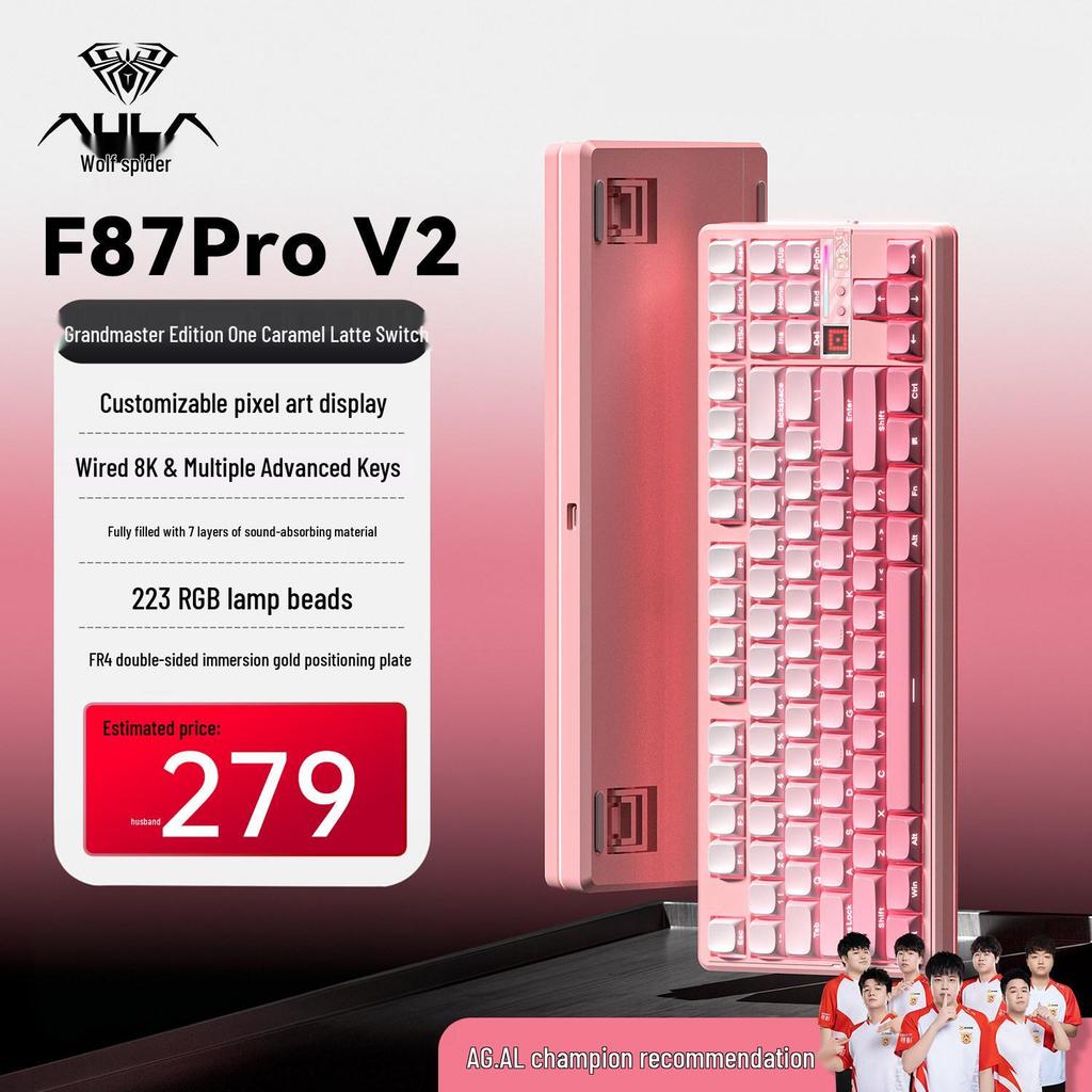 Wolfspider F87 Pro V2 Wireless Mechanical Gaming Keyboard with Bluetooth and Custom Side Engraving.