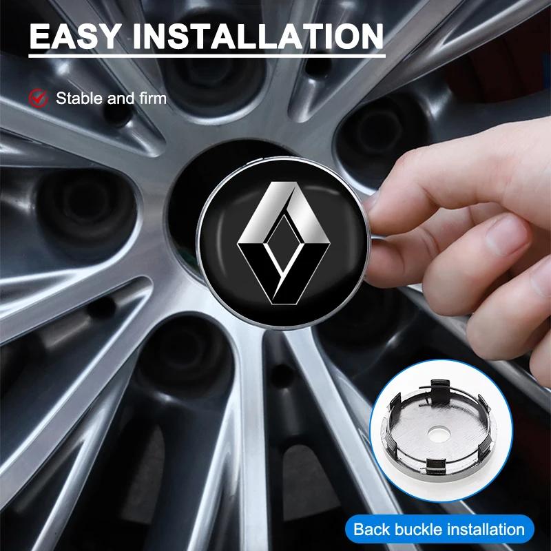 4pcs 60mm Car Wheel Center Hub Cap Rim Cover Emblem Stickers For Renault Megane 2 3 Clio 4 Captur Kadjar Fluence Auto Parts