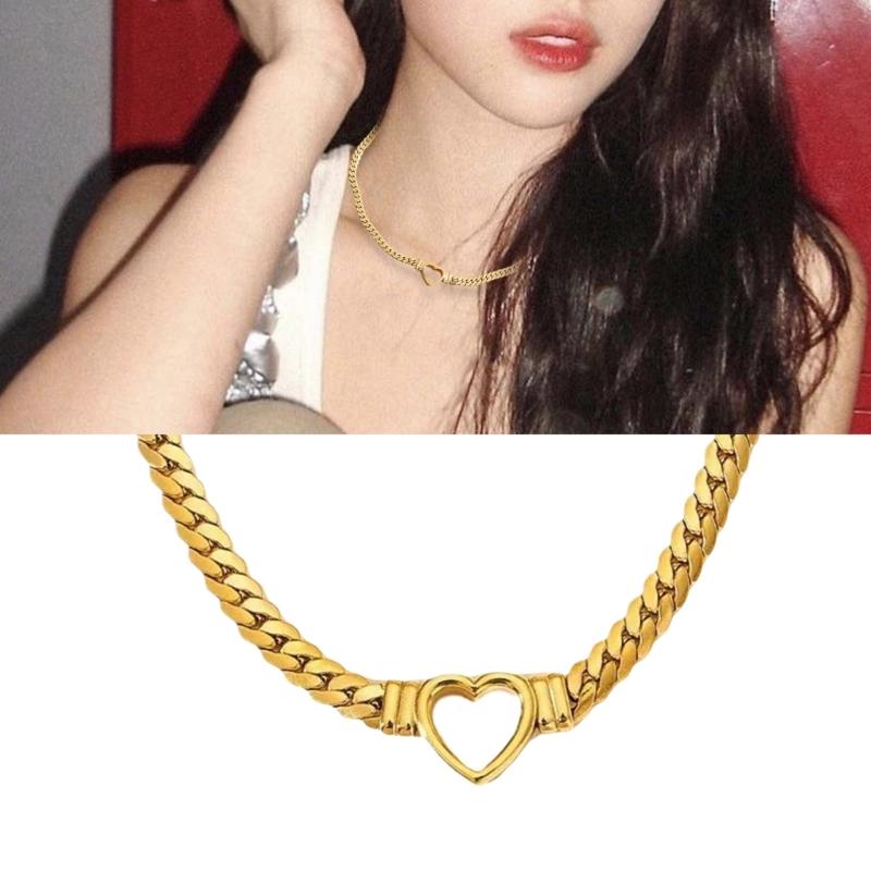 Heart Necklace Pendant Necklace Hollow Heart Charm Necklace Stainless Steel Texture Neck Jewelry for Expressing Love
