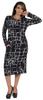 Bimba Printed Long Bodycon Dress With Pockets For Women Full Sleeves Dress Midi