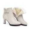 Autumn Women's Platform Shoes New Plus Velvet Stiletto Heel Heeled Ankle Boots Winter Keep Warm Bow Tie Short Boots
