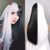 Parrucche Sintetiche Lisce con Frangia Capelli Lunghi Setosi Resistenti al Calore Parrucca Completamente Meccanica Parrucca per Cosplay Festa per Donne alla Moda